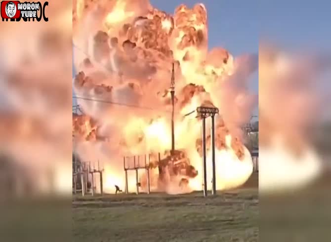 Video :A man barely survives an explosion in an electrical substation